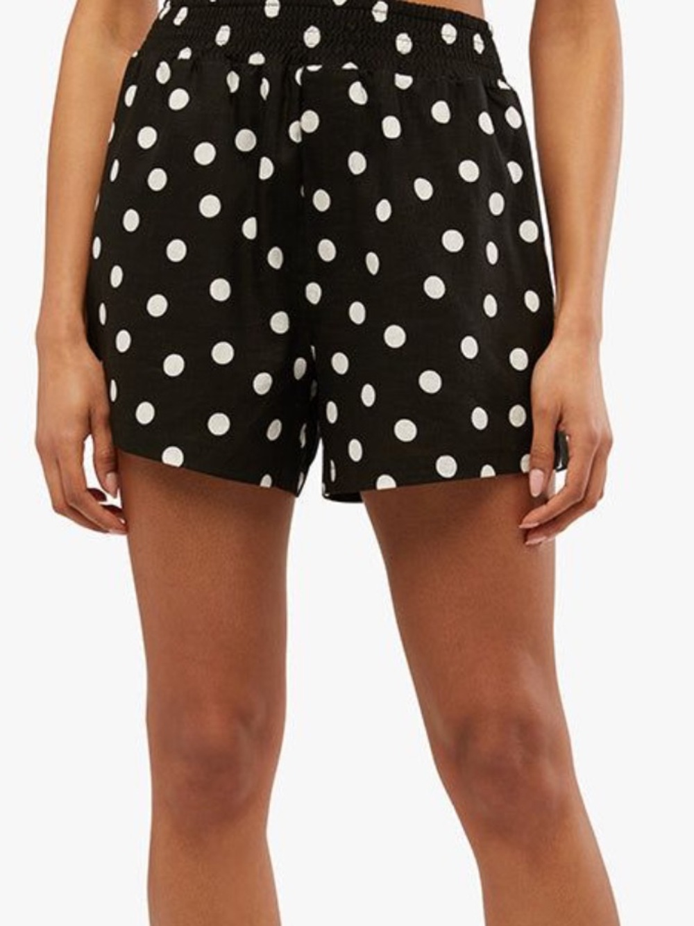 WeWoreWhat Black and White Polka Dot Elastic-Waist Shorts